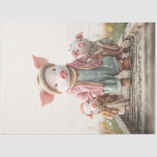 Decoupage Mama Varken & biggen grillige familie Tissuepapier (Voorkant)