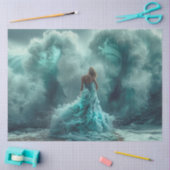 Decoupage Mesmerizing Beach Vrouw Turquoise Groen Tissuepapier (Craft)
