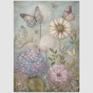 Decoupage met Oude Hortensia en Madeliefjes Sprook Tissuepapier