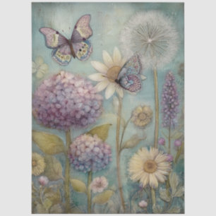 Decoupage met Oude Hortensia en Vlindertuin Tissuepapier