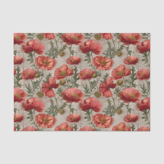 Decoupage met oude klaprozen tissuepapier (Voorkant)