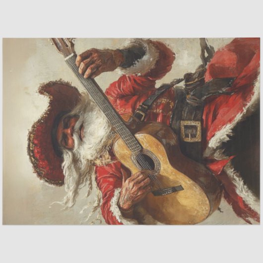Decoupage Mexicaanse Kerstman spelen gitaar Tissuepapier (Voorkant)