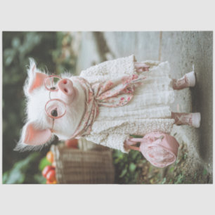 Decoupage Mom Knorretje Dressed Pink Scarf Purse Tissuepapier