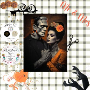 Decoupage Monster & Bruid Gothic Love Story Tissuepapier