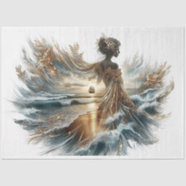 Decoupage Mooie Lady Ocean Zeilschip Gown Tissuepapier