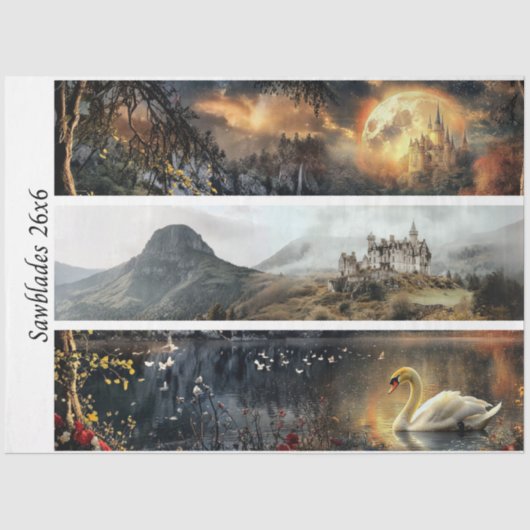 Decoupage Moonlit Castles Signs & Handsaws Tissuepapier (Voorkant)