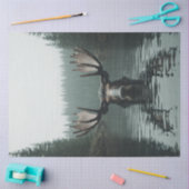 Decoupage Moose in water reflectie grote gewei Tissuepapier (Craft)