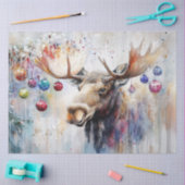 Decoupage Moose Kerst Ornamenten in Antlers Tissuepapier (Craft)