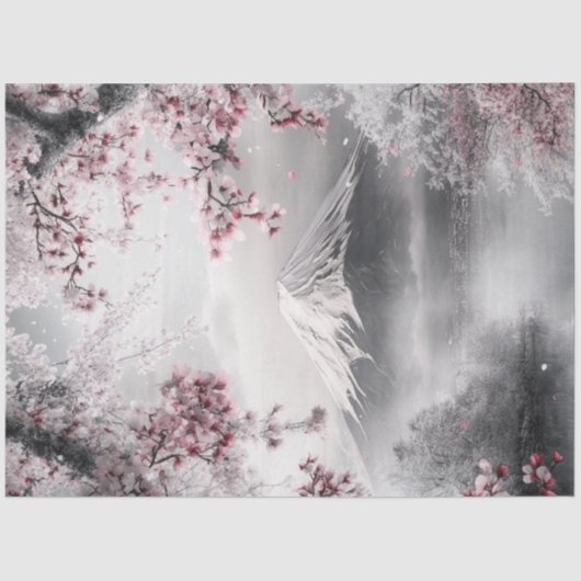 Decoupage Mount Fuji's met kersenbloesems en meer Tissuepapier (Voorkant)