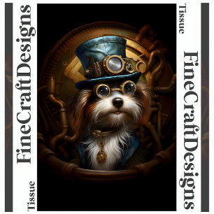 Decoupage Mousseline Steampunk Hond Nep Inkt 033 Tissuepapier