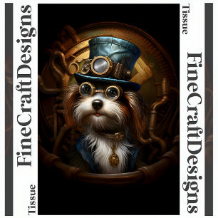 Decoupage Mousseline Steampunk Hond Nep Inkt L 033 Tissuepapier