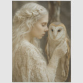 Decoupage Mystical Woman In Ivory With Owl  Tissuepapier (Voorkant)
