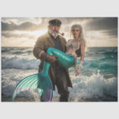 Decoupage Mythical Sailor Rescue Mermaid at Sea Tissuepapier (Voorkant)