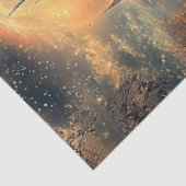 Decoupage Nachtscène Moon Castle Swan in Lake Tissuepapier (Detail)