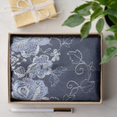 Decoupage Navy Blue en White Lace Tissuepapier (Geschenk)