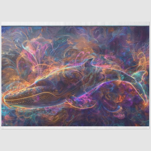 Decoupage Neon Whale Art Tissuepapier (Voorkant)
