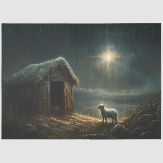 Decoupage North Star Lamb Jesus Geboorte Tissuepapier (Voorkant)