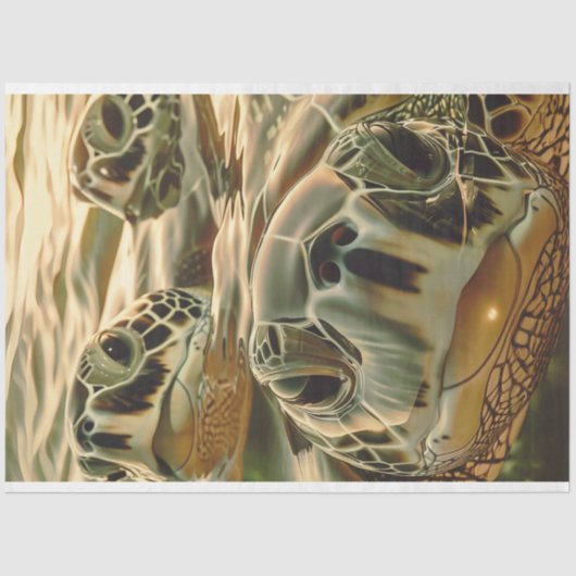 Decoupage Ocean Zee Schildpad Fotografie Tissuepapier (Voorkant)