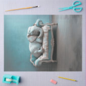 Decoupage olifant liggend op  bank in Teals Tissuepapier (Craft)