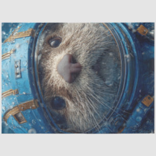 Decoupage otter in blauw buitenruimtepak tissuepapier