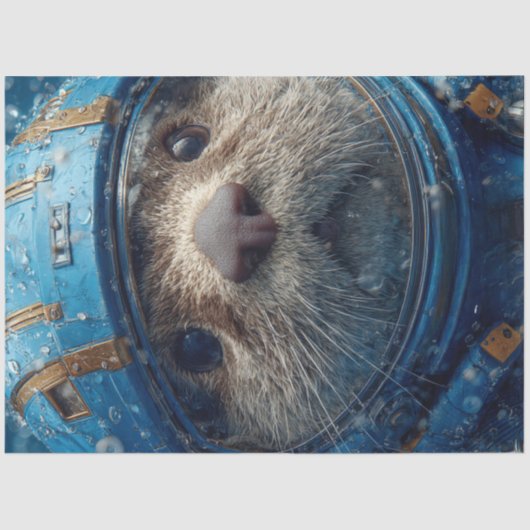 Decoupage otter in blauw buitenruimtepak tissuepapier (Voorkant)