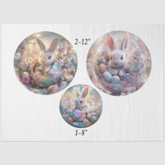 Decoupage Paas Lente 12" & 8" Cirkels Tissuepapier (Voorkant)