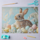 Decoupage Paaseitjes Bruin Konijn Pasteleieren Tissuepapier (Craft)