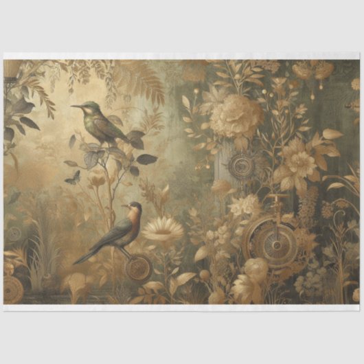 Decoupage papier Steampunk Botanische bloemen (Voorkant)