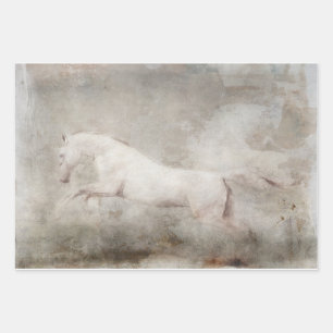 Decoupage papier van wit wild paard inpakpapier vel