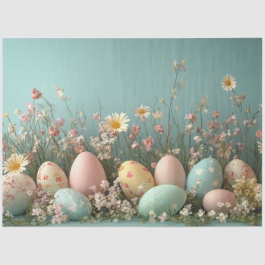 Decoupage Pastel Easter Eggs and Flowers Tissuepapier (Voorkant)