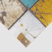 Decoupage Patchwork Blauw Bruin Geel Achtergrond Tissuepapier (Detail)