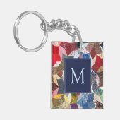 Decoupage Patchwork Stars Pattern Monogram Sleutelhanger (Voorkant Links)