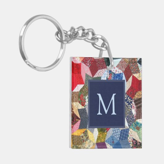 Decoupage Patchwork Stars Pattern Monogram Sleutelhanger (Voorkant Links)