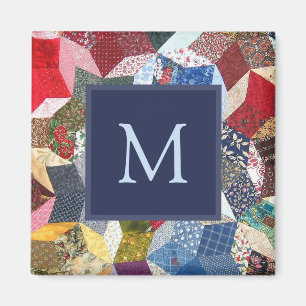 Decoupage Patchwork Sterren Patroon Monogram Magneet