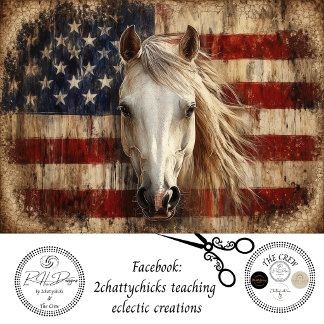 Decoupage Patriottisch Paard Amerika Plat 250ste Tissuepapier