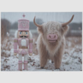 Decoupage Pink Nutcracker & Highland Calf Snow  Tissuepapier (Voorkant)