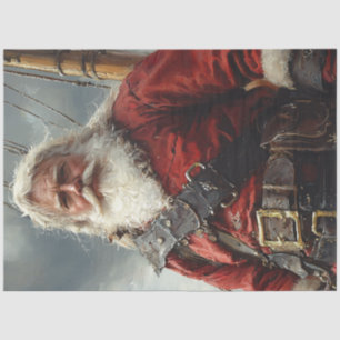Decoupage Pirate Santa Claus op het schip Tissuepapier