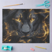 Decoupage Pitch Black Lion met Gouden Close-up (Se Tissuepapier (Craft)