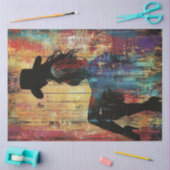Decoupage POP ART Cowgirl Silhouette Red Black Fun Tissuepapier (Craft)