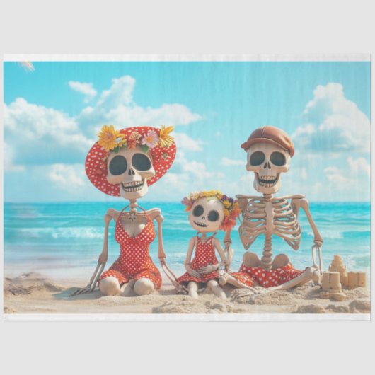 Decoupage Poster Skelton Beach Familiebruggen Tissuepapier (Voorkant)
