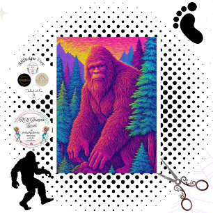 Decoupage Psychedelische Bigfoot Magenta Vacht Tissuepapier