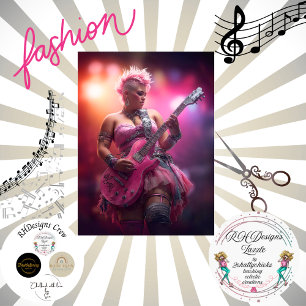 Decoupage Punk Rocker Pink Tissuepapier