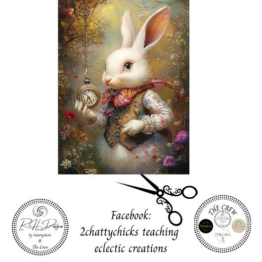 Decoupage Rabbit Alice's Adventures Wonderland  Tissuepapier