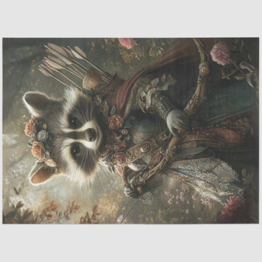 Decoupage Racoon Lady Robin Hood van het bos Tissuepapier (Voorkant)