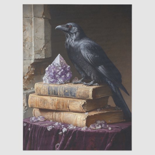 Decoupage Raven en Amethyst Gothic Tissuepapier (Voorkant)