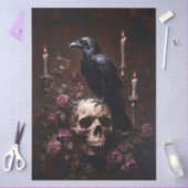 Decoupage Raven op schedel met kaarsen Tissuepapier (Craft)