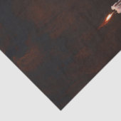 Decoupage Raven op schedel met kaarsen Tissuepapier (Detail)