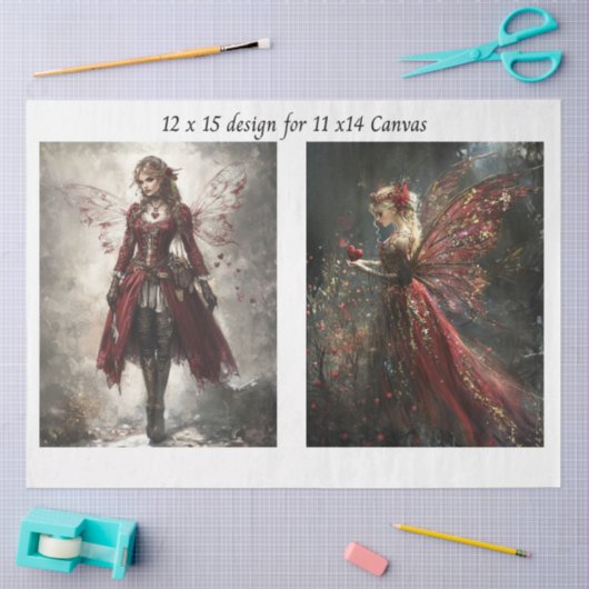 Decoupage Red Faries to fit 11 x 14 Canvas Tissuepapier (Craft)