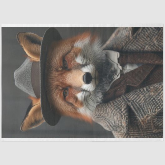 Decoupage Red Fox Business Suit Pet Tissuepapier (Voorkant)