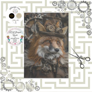 Decoupage Red Fox Steampunk Tissuepapier